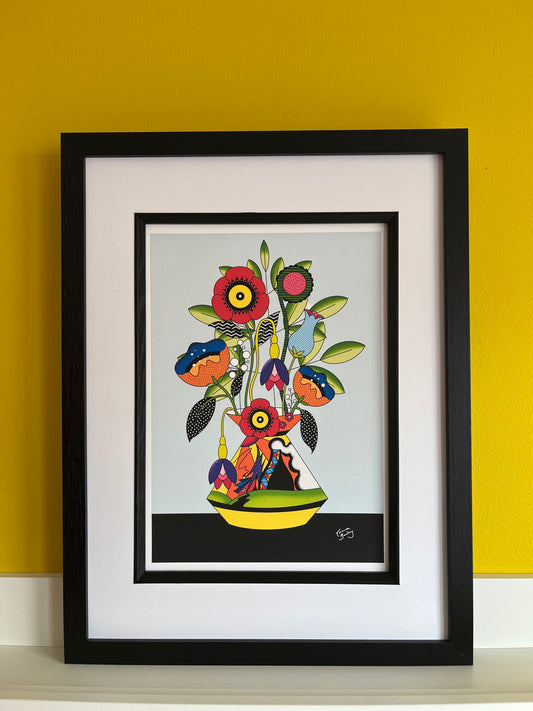 Flowers in a Lorna Bailey Vase Print - Stoke-on-Trent landscape pattern