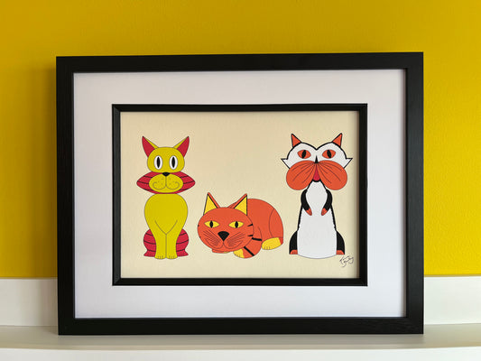 Trio of Cats Two Print