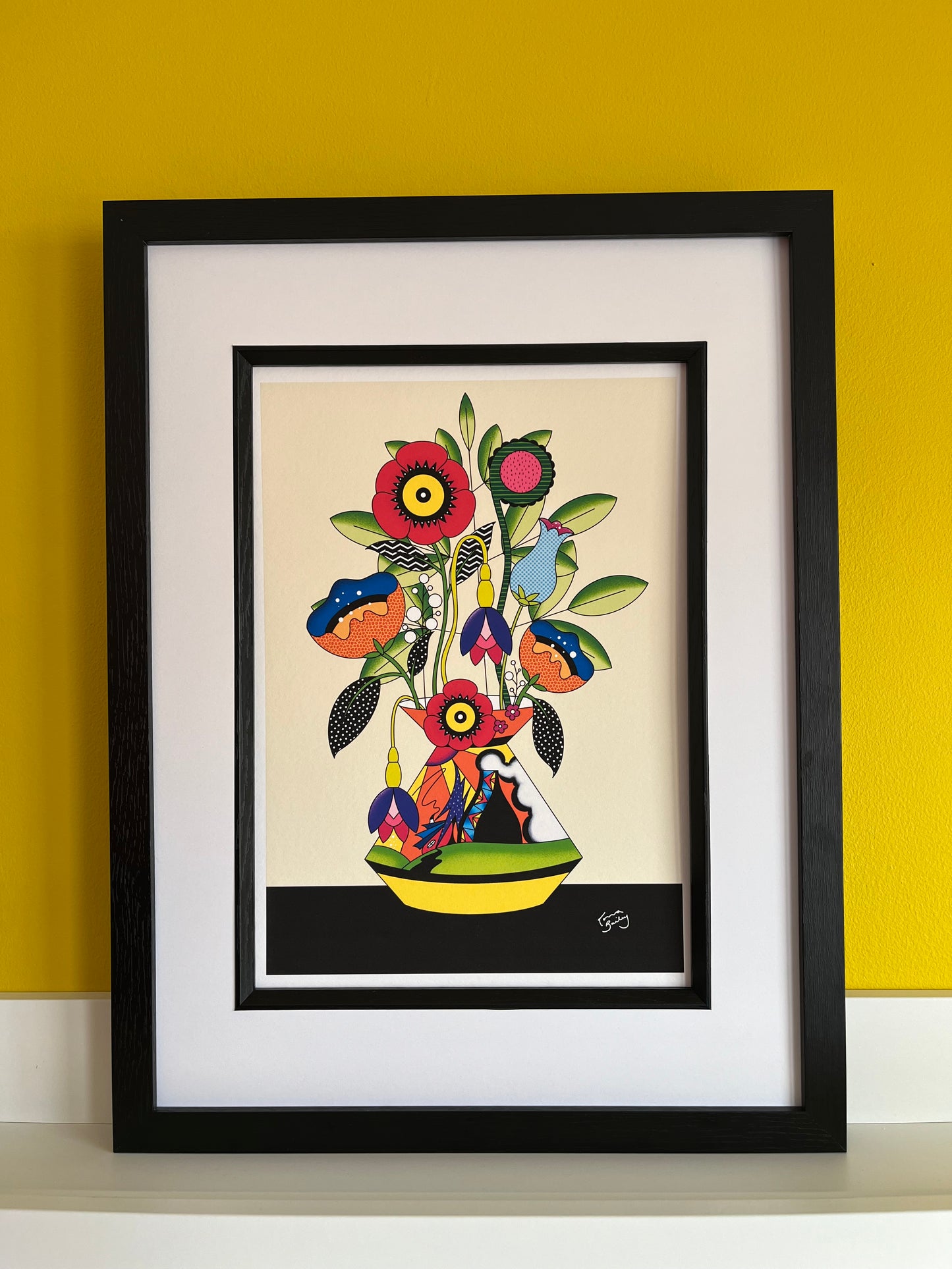 Flowers in a Lorna Bailey Vase Print - Stoke-on-Trent landscape pattern