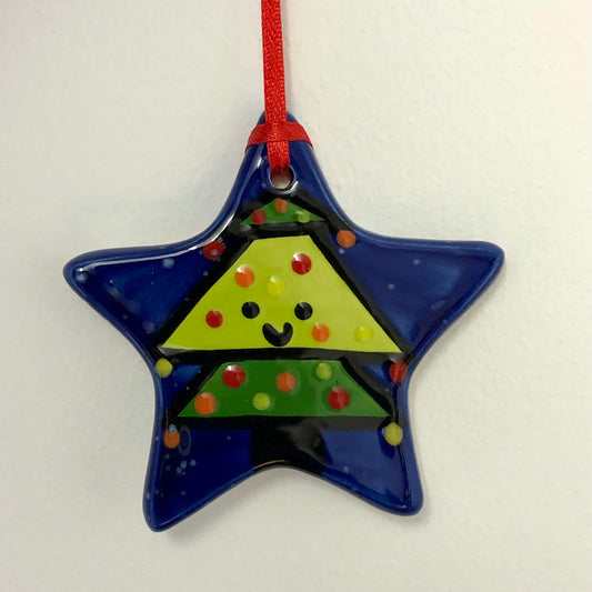 Happy Christmas Tree Star Hanging Decoration