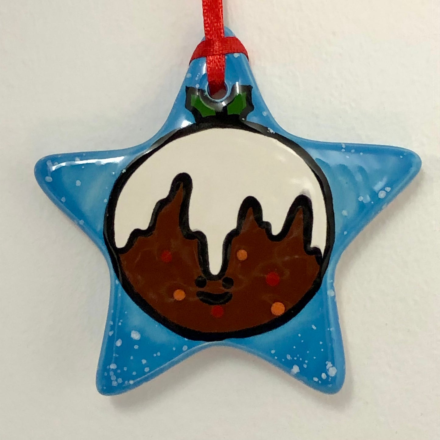 Happy Christmas Pudding Star Hanging Decoration